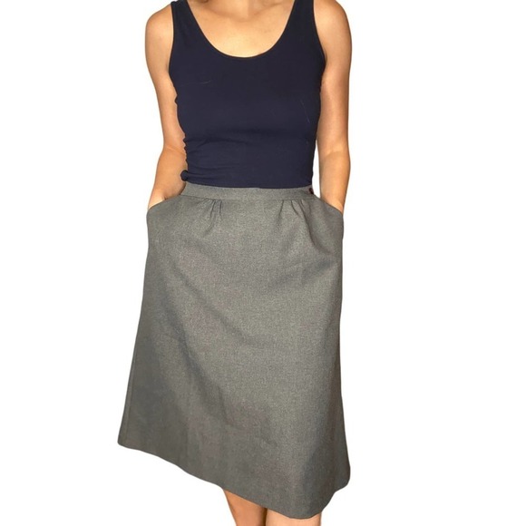 VINTAGE Retro Business Gray Pencil Skirt XL - Picture 1 of 4